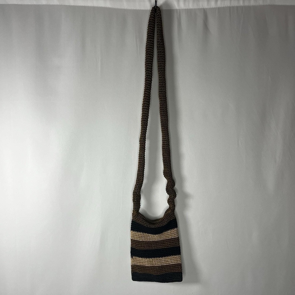 Vintage C&B Sport Croft & Barrow Stripe Crochet Shoulder‎ Crossbody Bag Boho Y2K
